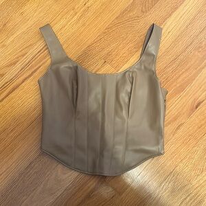 Abercrombie and Fitch XS Tan Leather Corset Top with Adjustable Straps